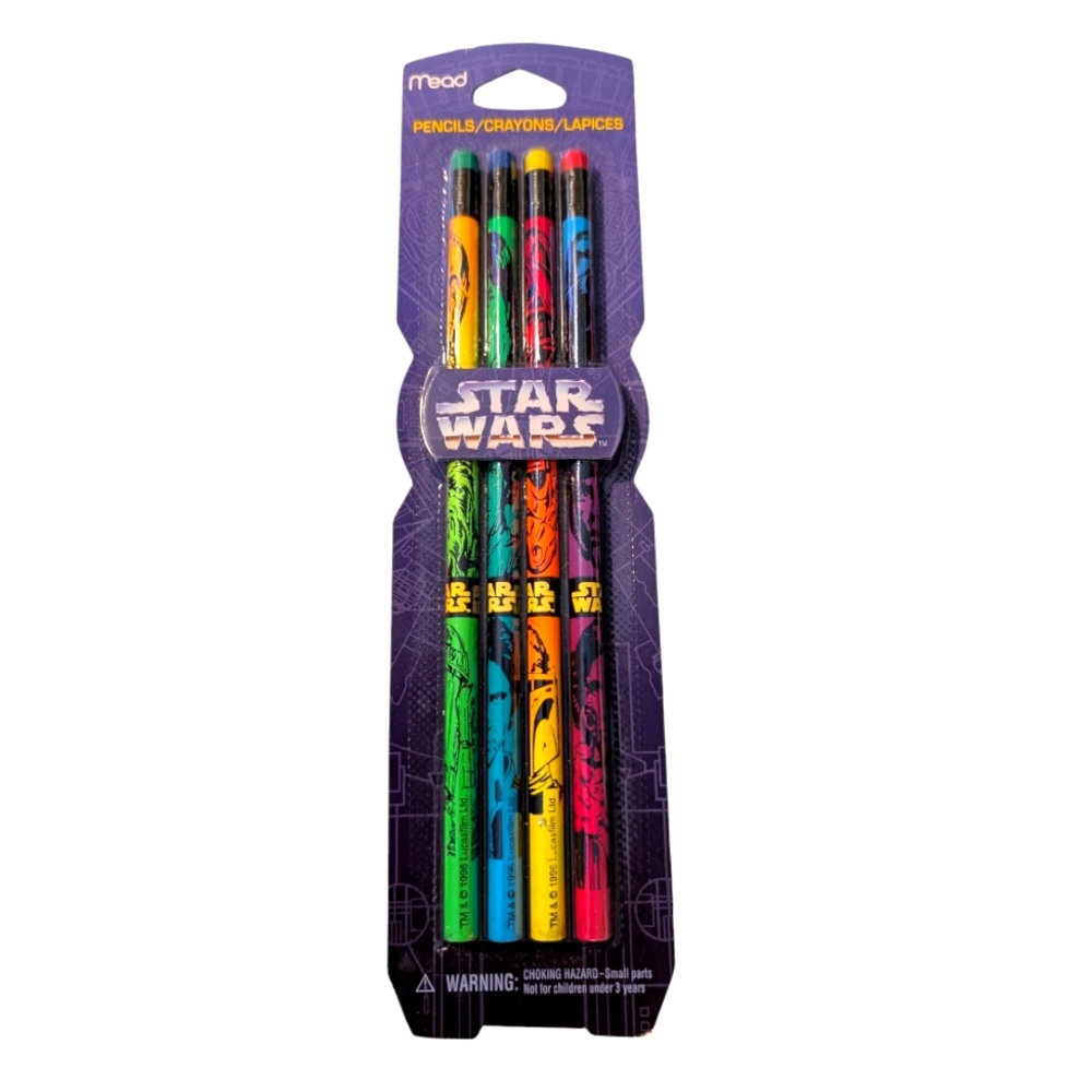 Mead Star Wars Set‎ of 4 No 2 Pencils with Erasers Factory Sealed 1996